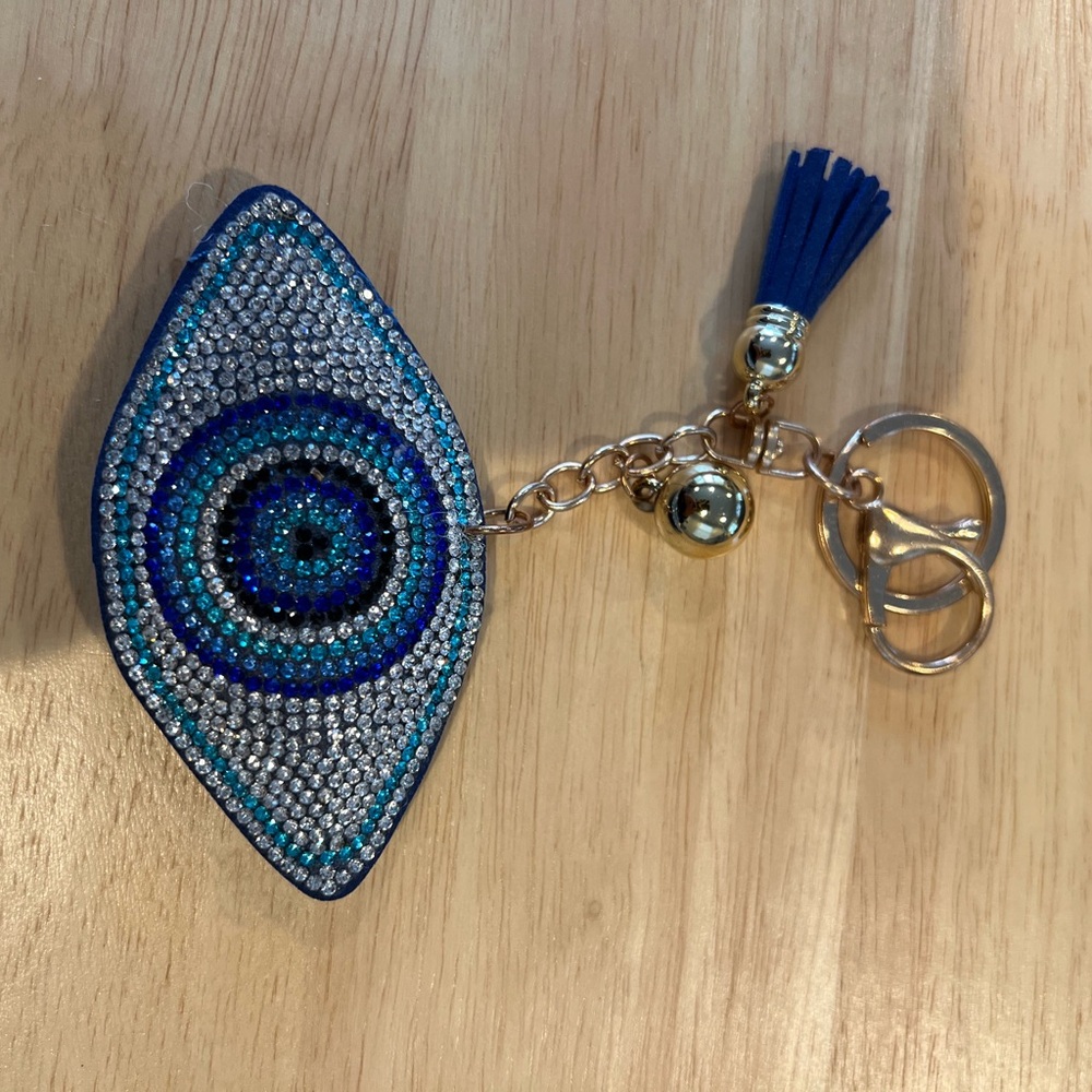 Blue Evil Eye Keychain with Tassel